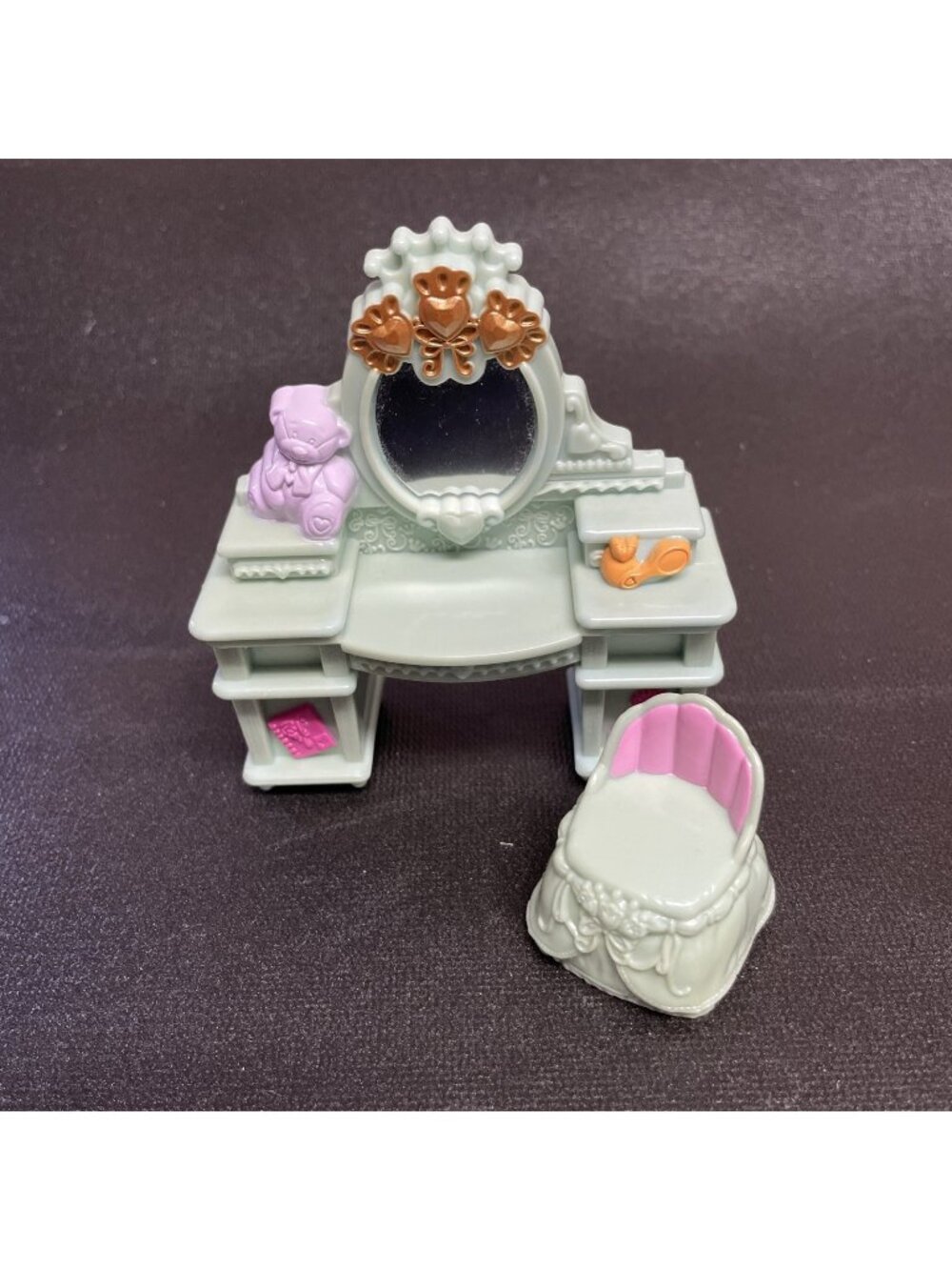 VTG Fisher Price Loving Family Dollhouse Girls Bedroom Vanity With Chair